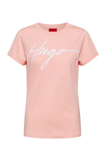 Koszulki HUGO Cotton Jersey Głęboka Czerwone Damskie (Pl26041)